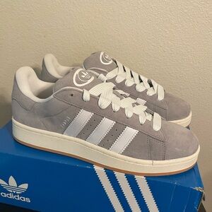 adidas Suede Sneakers in Light Gray and White